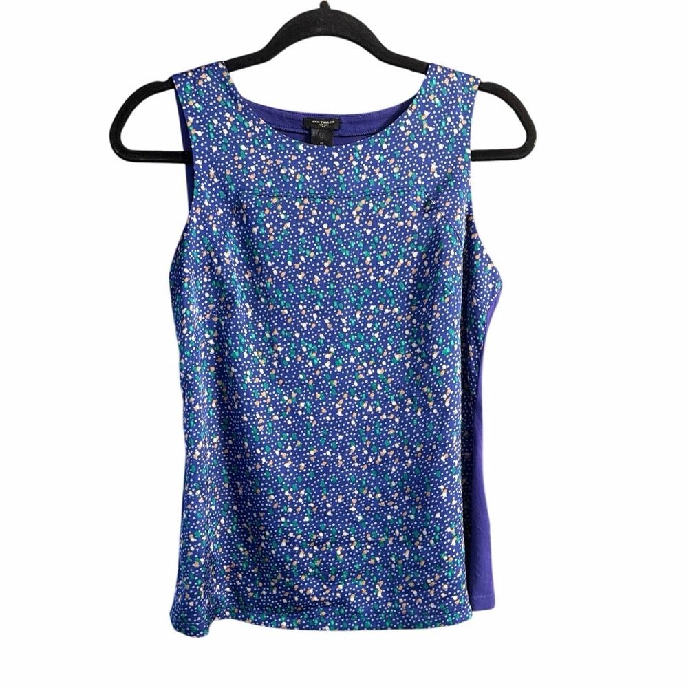 Ann Taylor Women's Blue Dot Sleeveless Blouse Tank Top Size Extra Small XS